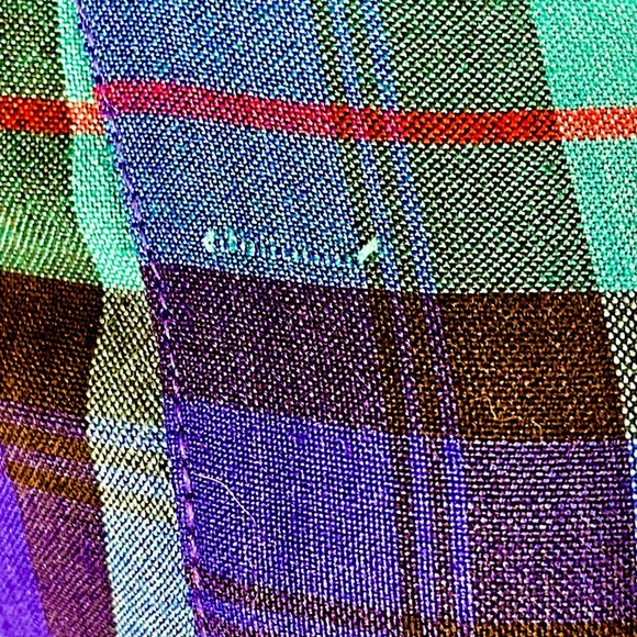 ▪️VTG▪️ULTERIOR MOTIVES▪️1980's Pleated Drop Waist Plaid Maxi Dress - Picture 5 of 7